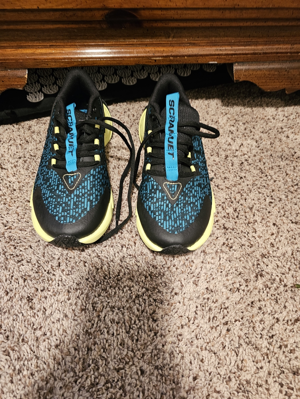 Under Armour Kids Black, Blue & Yellow Running Sneakers